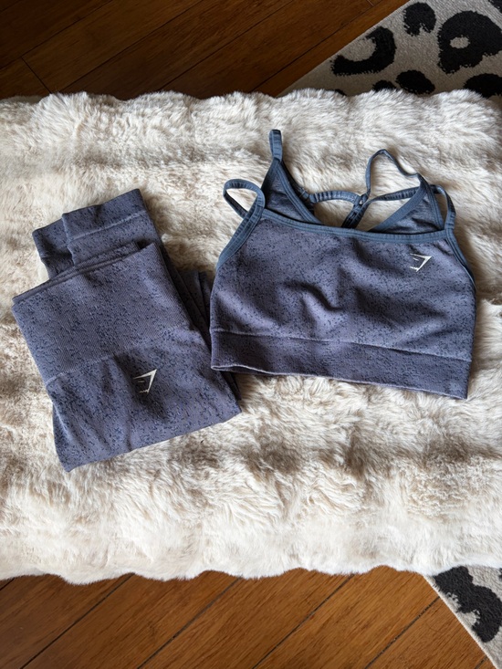 Gymshark Other - Gymshark Heather Navy Adapt Fleck Seamless Sports Bra and Leggings Set